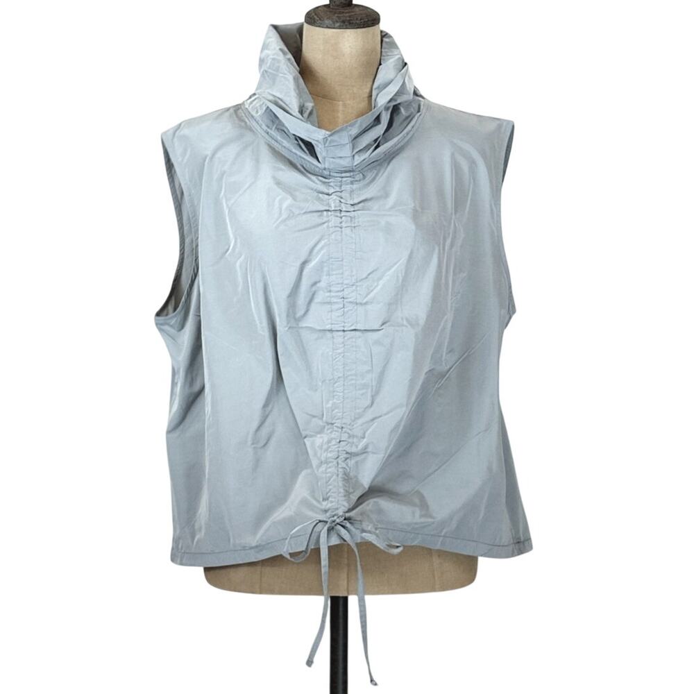 NWT Sassy Gray Sleeveless Cowl Neck Cinch Popover Vest Top XS